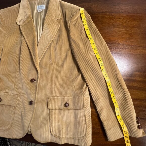 Vintage Camel Brown Tailored Blazer Preppy Western Indie Academia Suede Size 18 - Picture 8 of 8